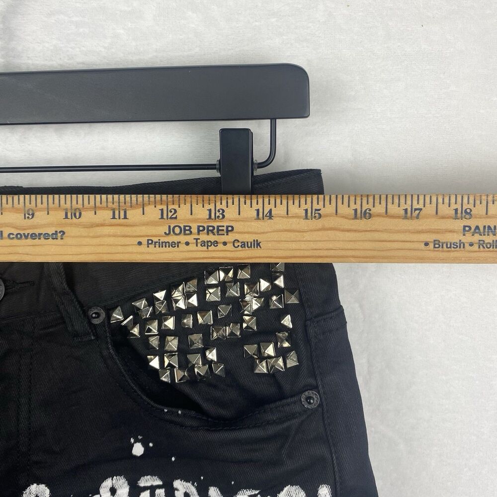 Kloud 9 Jeans Size 30/32 Black Painted Studded Design Streetwear Pockets Casual - Picture 7 of 16
